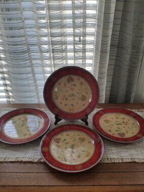 Gypsy Red American Atelier Plates Set of 4 Vintage Dinner Plates 10.75"